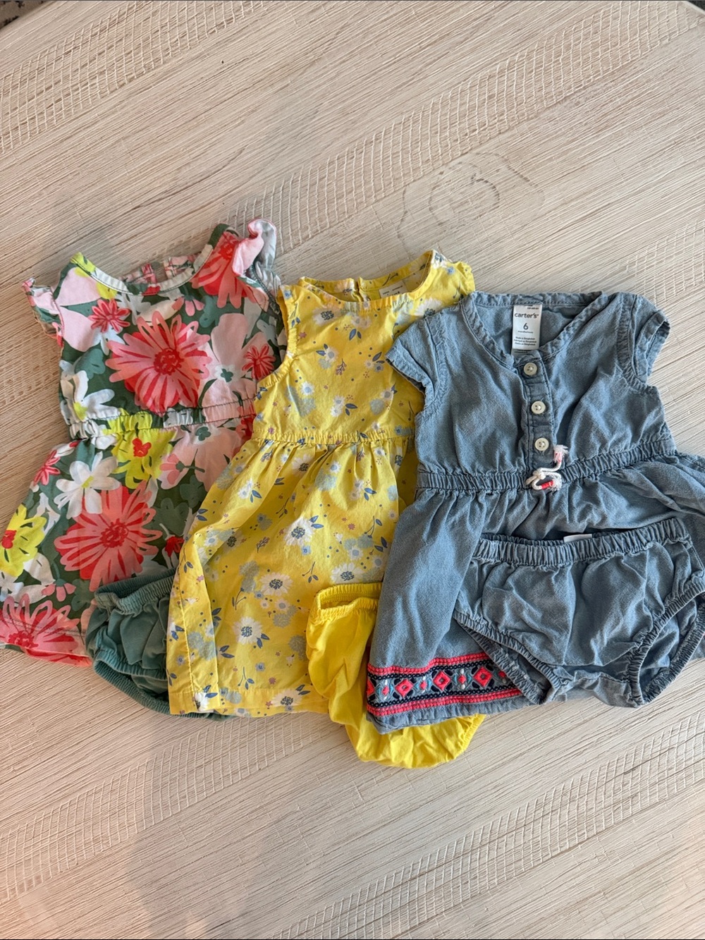 SET OF 3 Carter's Floral Dresses in Pink, Yellow & Blue Baby, size 6 month